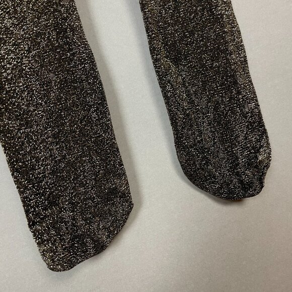 Express Tights Glitter Black Gold Women Sz Medium Large New Years Eve Christmas - Picture 11 of 11